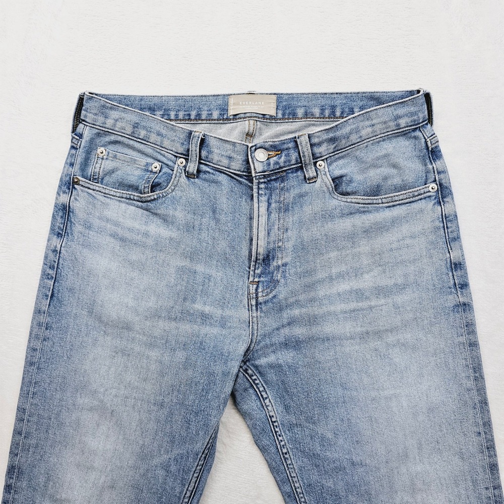 Everlane Selvedge Straight Fit Jeans Mens 32W 32L Blue Organic Cotton Stretch - Picture 11 of 13